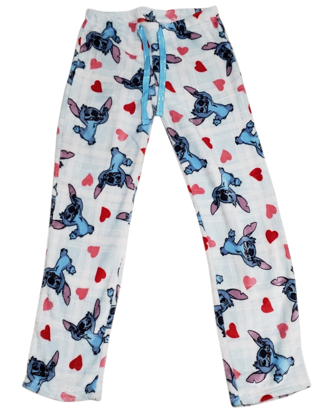 DISNEY Blue Stitch and Red Heart Pajama Bottoms | Small